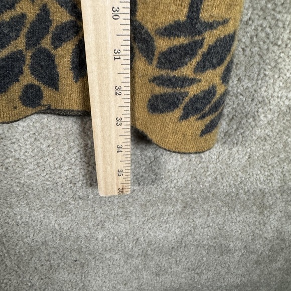 Icelandic Design Sweater Womens Small Gray Mustard Wool Blend Cardigan Coatigan - Picture 4 of 10